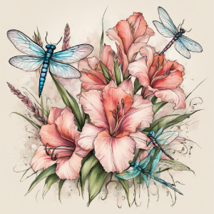 august birth gladiolus flower tattoo design