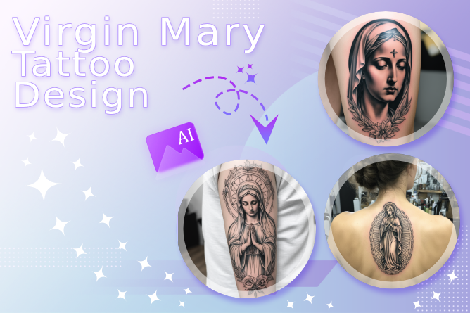 Free Online Virgin Mary Tattoo Design with AI