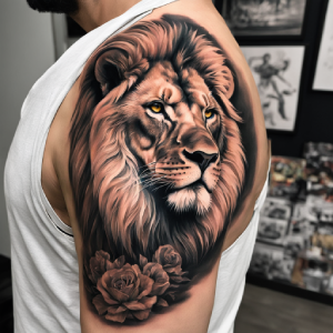 lion back tattoos for men