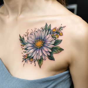 birth aster flower tattoos for september