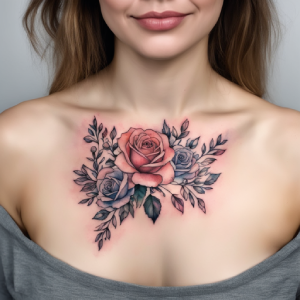 female chest tattoo design