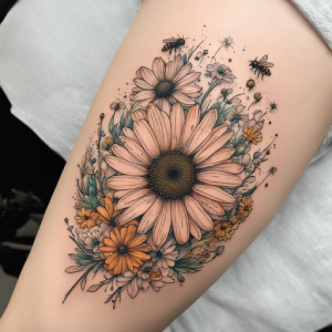 april birth daisy flower tattoo