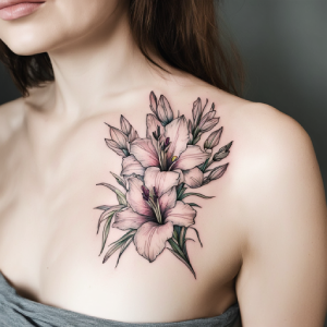 august birth gladiolus flower tattoo