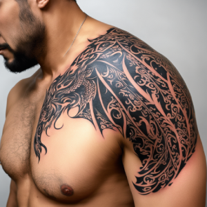 back shoulder tattoos for men